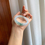冰种飘花翡翠平安镯（52mm）（yc327166）