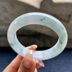 小圈口 糯冰种飘蓝花正圈平安镯50.8圈口  天然缅甸A货翡翠（yc345822）