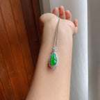 18k金镶冰种满绿翡翠豆子（yc257815）