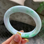 细糯种飘绿正圈平安镯56.1圈            天然缅甸A货翡翠（yc392742）