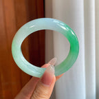 糯冰带色翡翠平安镯（53mm）（yc310373）