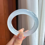 Vòng tay bình an tròn đều loại băng chủng dậy sáng không màu size 54 Ngọc phỉ thúy tự nhiên loại A Myanmar (yc450528)