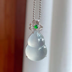 18k金镶冰种无色翡翠葫芦（yc244879）