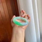 糯冰带色翡翠平安镯（53mm）（yc310373）