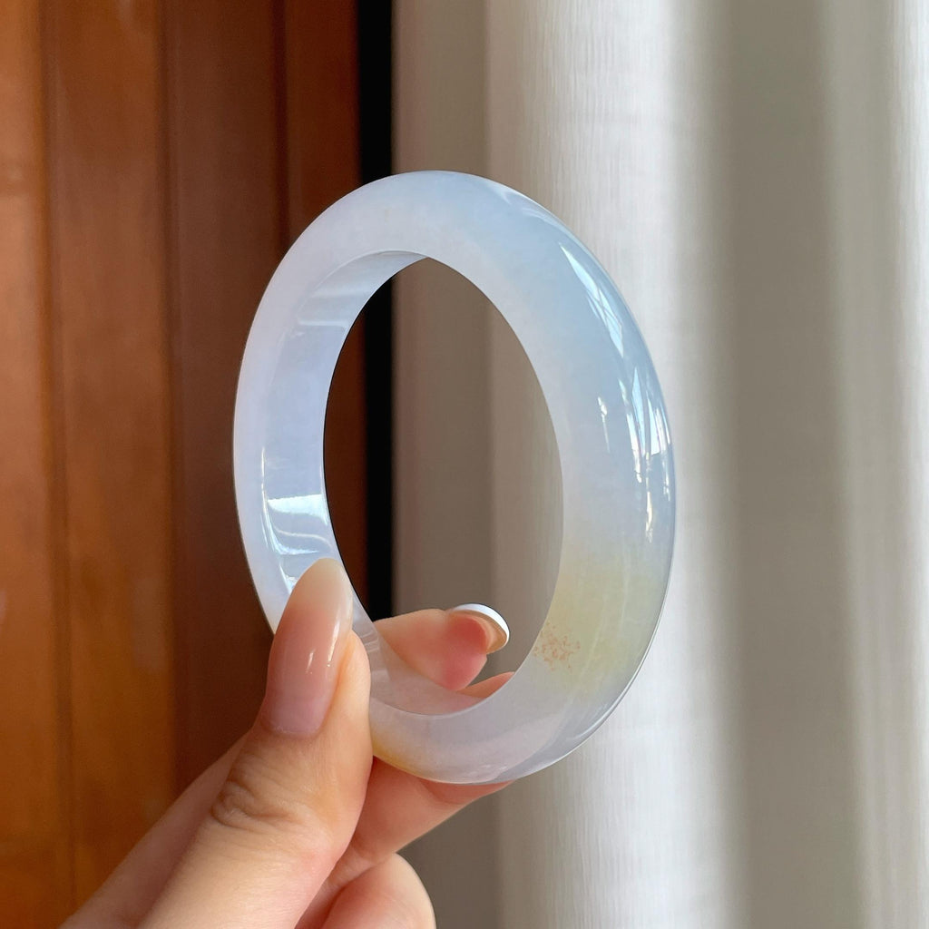 冰种黄翡翡翠平安镯（56mm)（yc416419）