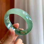 糯冰飘花宽版翡翠平安镯（57mm）（yc310962）