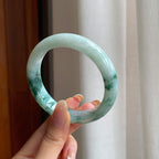 糯种飘花翡翠平安镯（58.5mm)（yc404028）