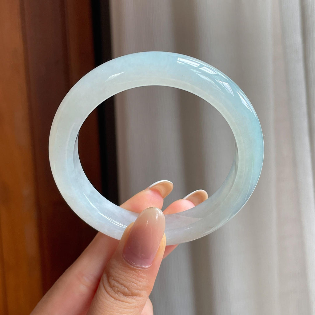 糯冰淡底色翡翠平安镯（55mm)（yc414484）