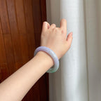 糯种春带彩翡翠平安镯（57mm)（yc365766）