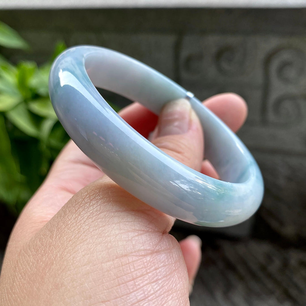 细糯种飘蓝花贵妃手镯56.8圈口 天然缅甸A货翡翠（yc313319）