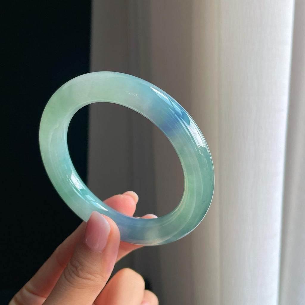 冰种特色紫罗兰翡翠圆条手镯（56.5mm）（yc391384）