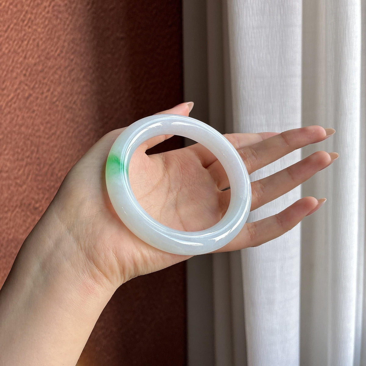 糯冰白底青圆条手镯 59圈（yc750899）