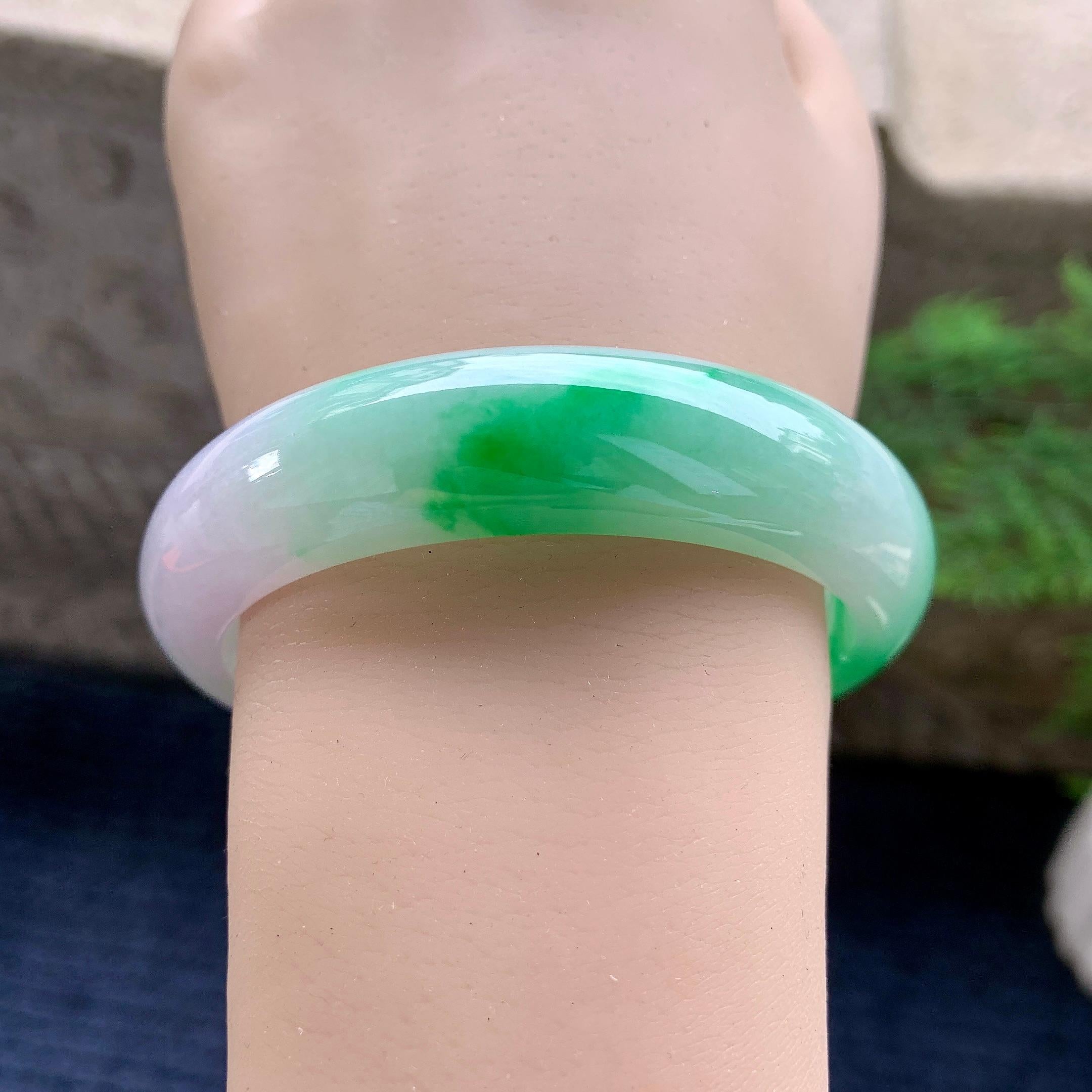 细糯种飘阳绿宽版轮胎手镯（58mm）（yc253747）