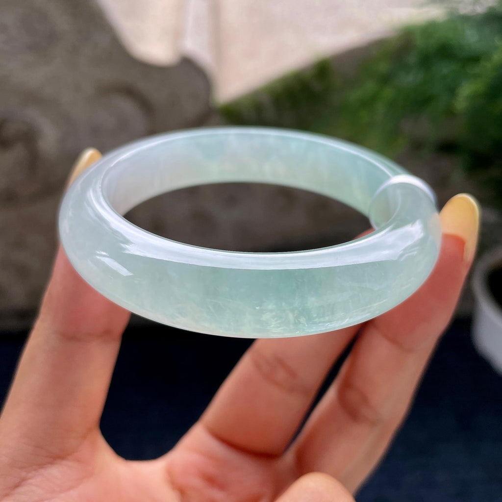 糯冰种淡晴水正圈平安镯55圈 天然缅甸A货翡翠（yc489268）