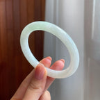 糯冰带色翡翠圆条手镯（53mm)（yc322586）