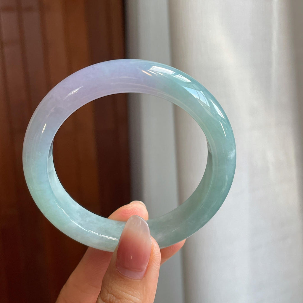 糯冰淡春底翡翠平安镯（54.4mm)（yc316085）