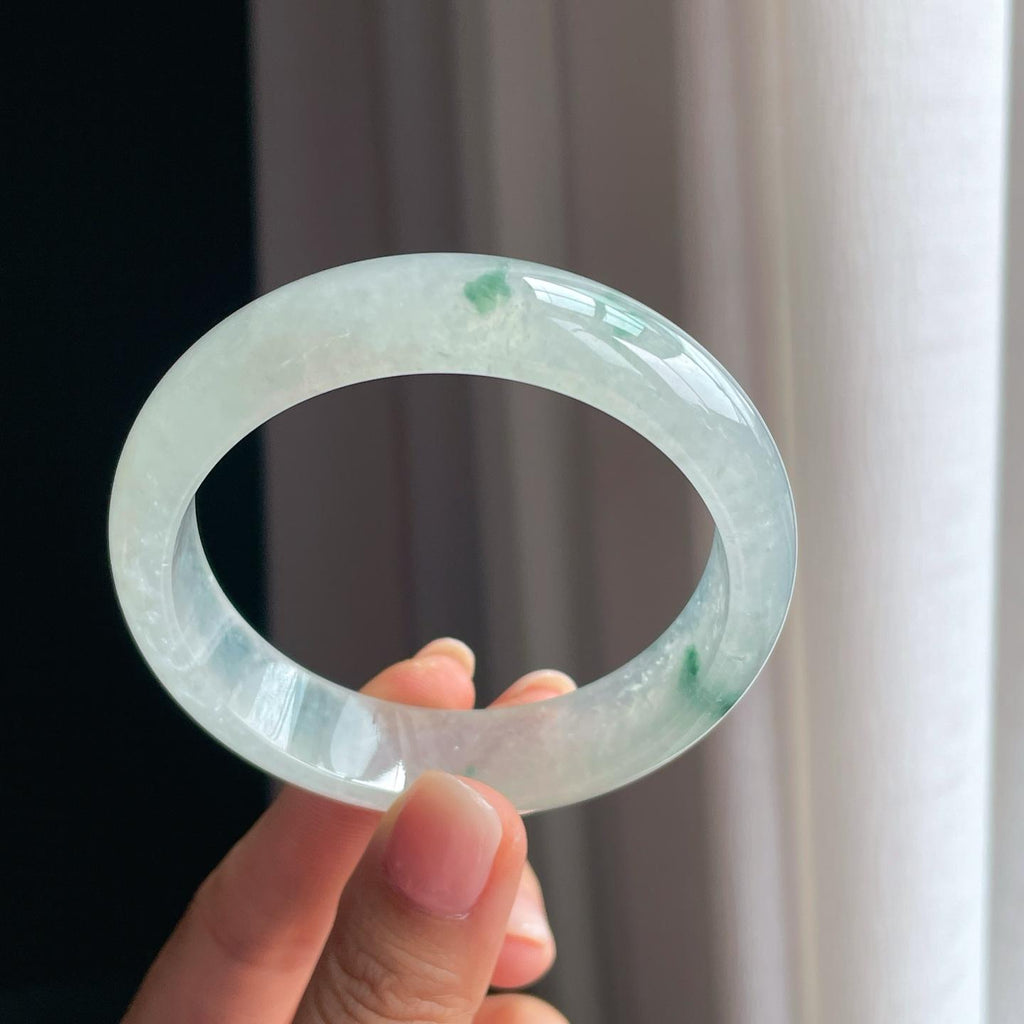 冰种飘花翡翠平安镯（57.5mm）（yc378059）
