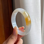 糯冰黄翡翡翠平安镯（54mm)（yc419512）