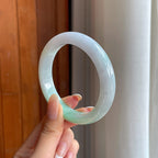 糯冰带色翡翠平安镯（59.5mm)（yc399305）