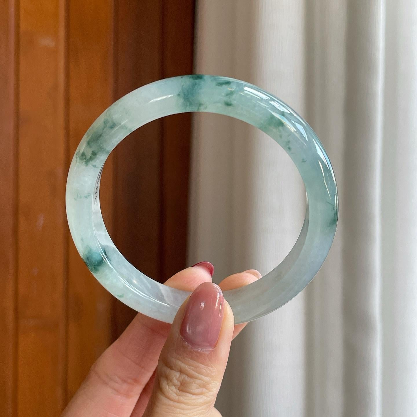 糯冰飘花翡翠平安镯（57.6mm）（yc301443）