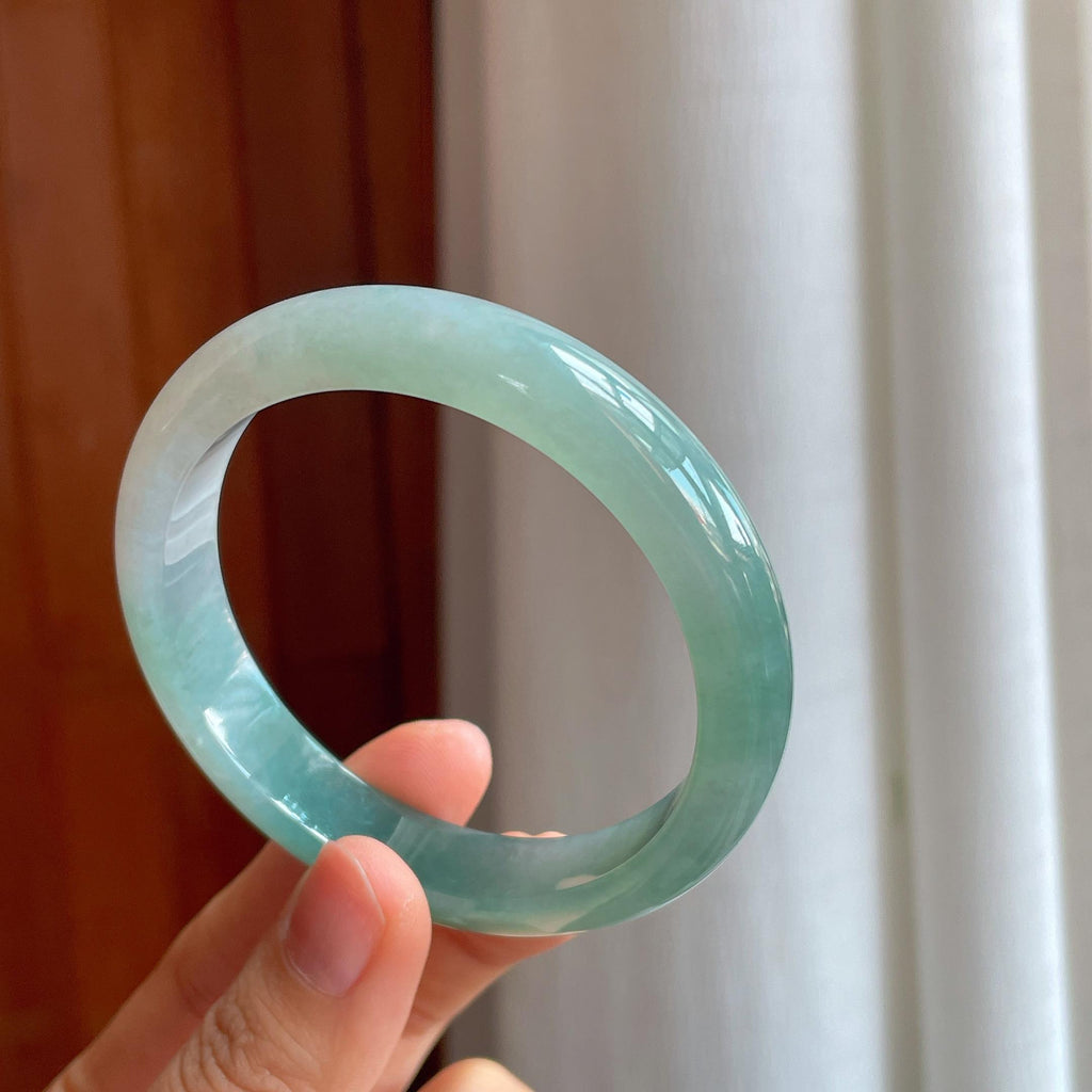 糯冰种半山半水翡翠平安镯（57mm）（yc358360）