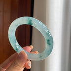 冰种飘花翡翠圆条手镯(58mm)（yc423148）