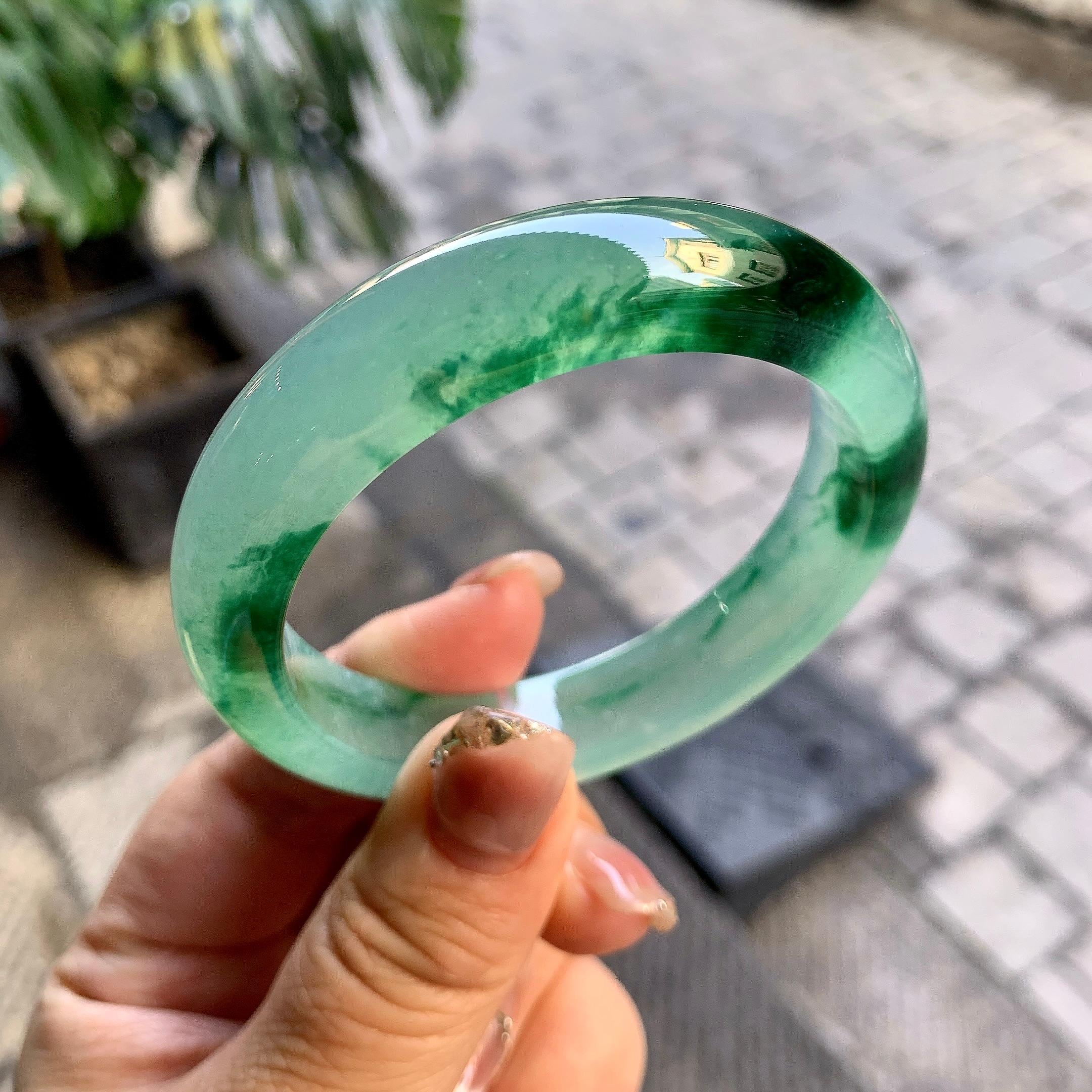 冰种飘花平安镯（54.8mm）（yc292671）