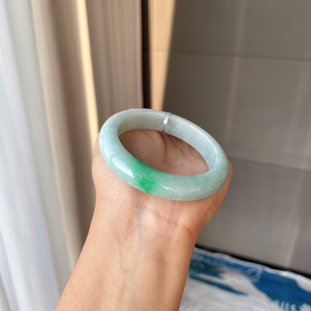 细糯种飘绿平安镯（54mm）（yc304247）