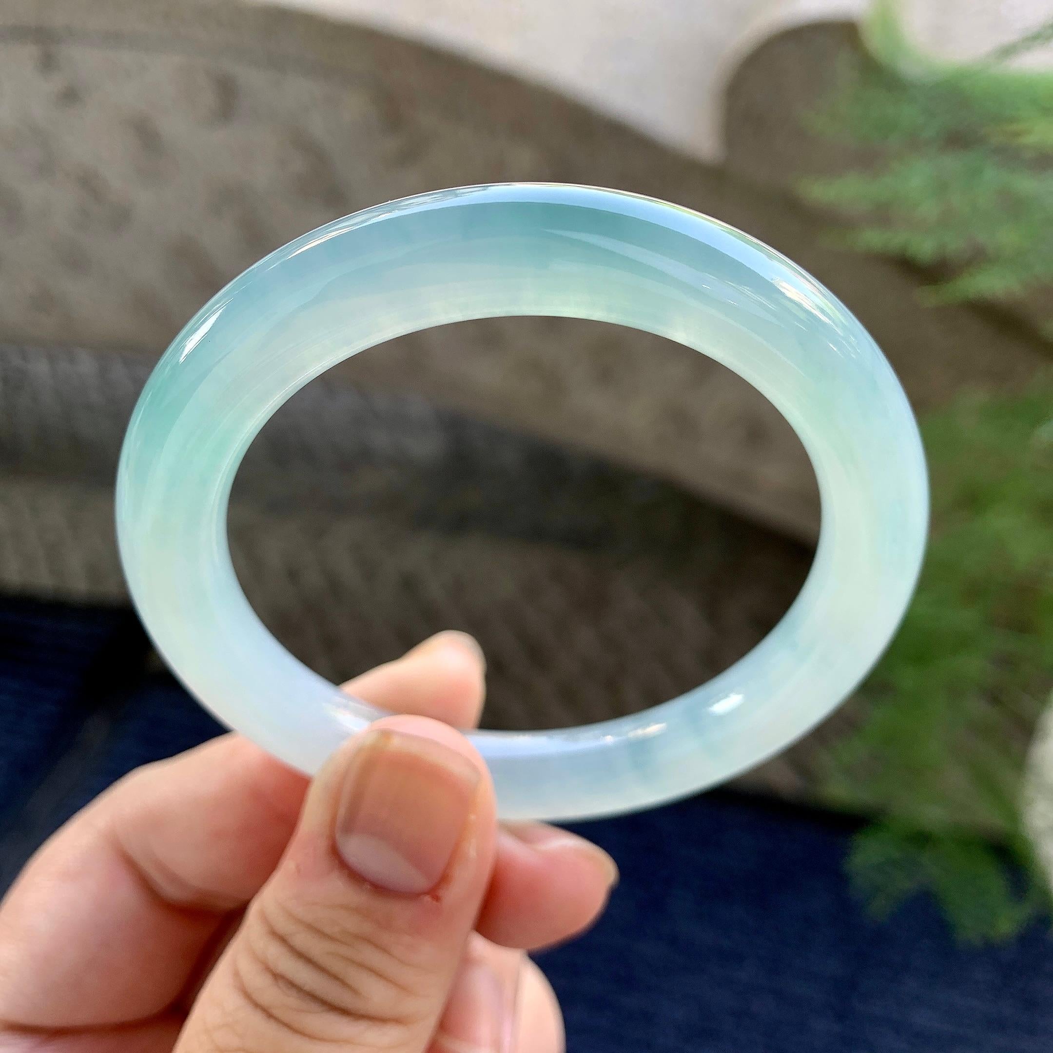 糯冰种晴水圆条手镯（51.8mm）（yc249375）