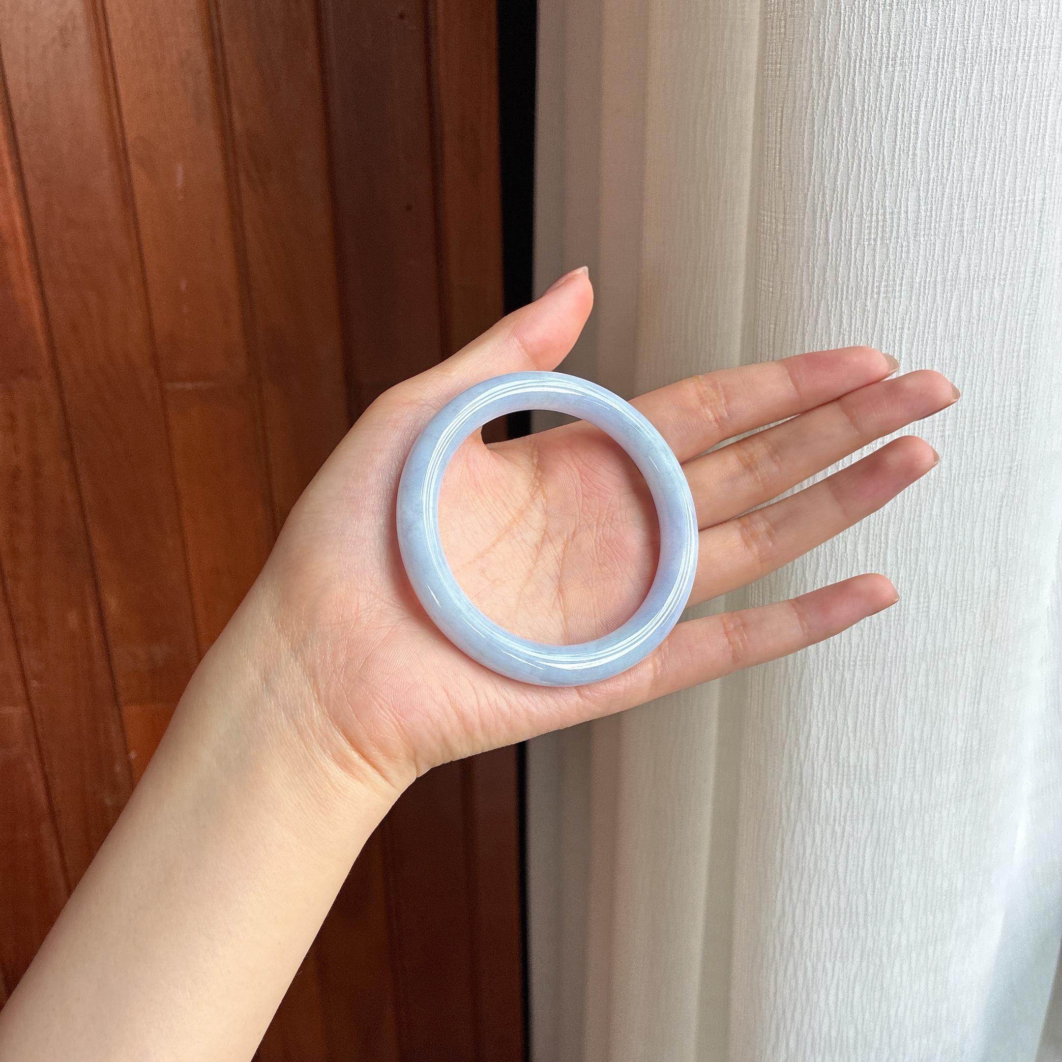 糯冰紫罗兰翡翠圆条手镯（54.4mm)（yc424337）
