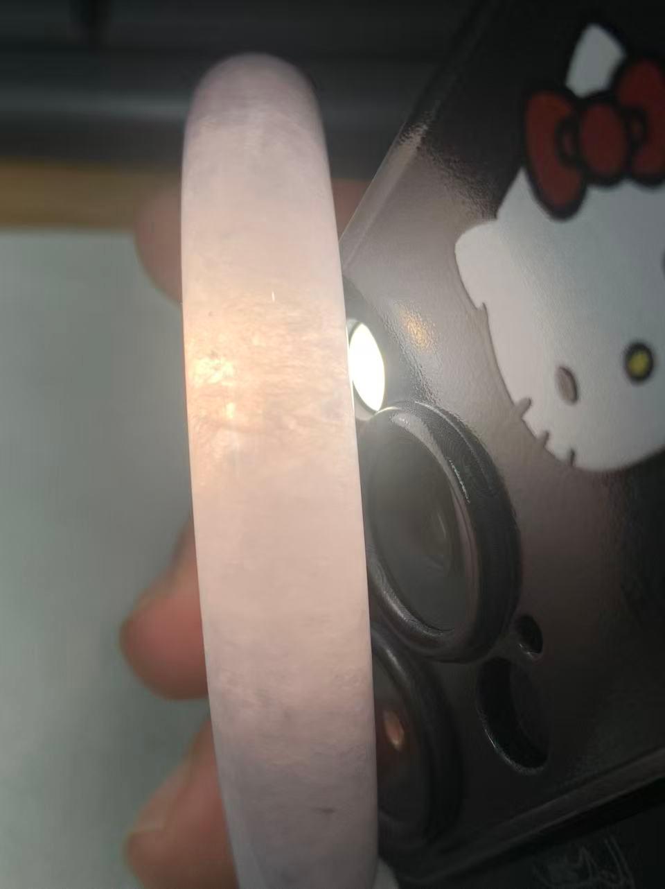 细糯种淡紫罗兰飘绿圆条手镯（57.6mm）（yc226055）