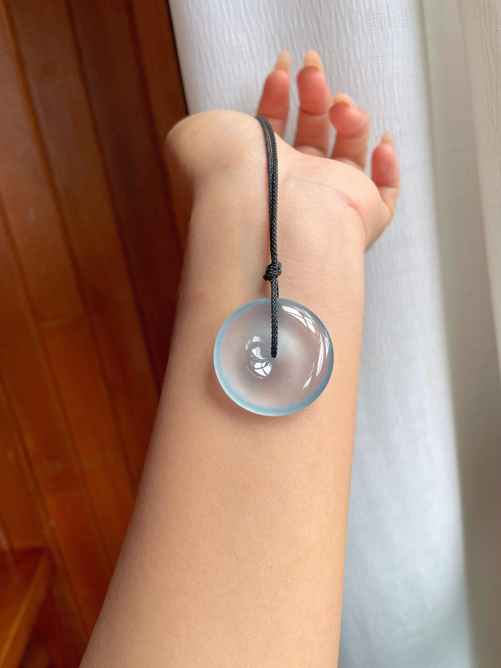 冰种蓝底飘花翡翠平安扣（yc238168）