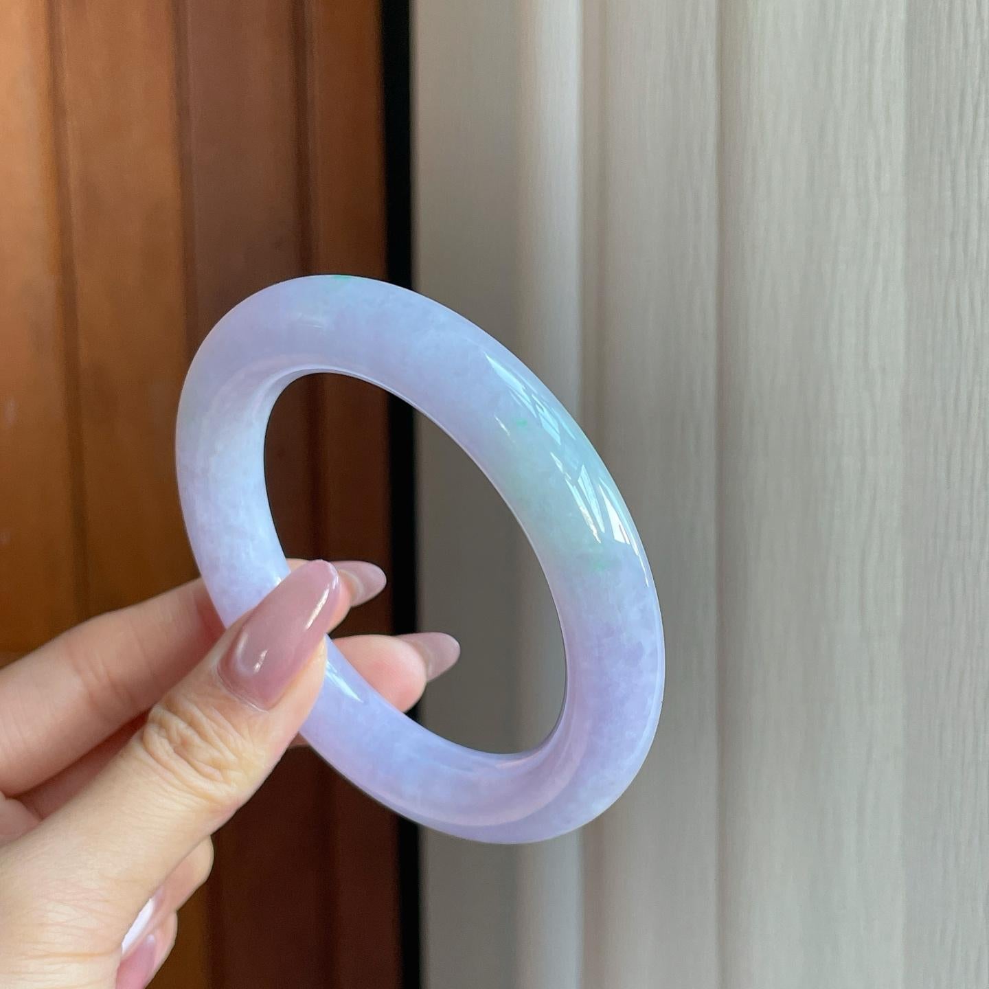 糯冰椿彩翡翠圆条手镯（58.8mm）（yc287080）