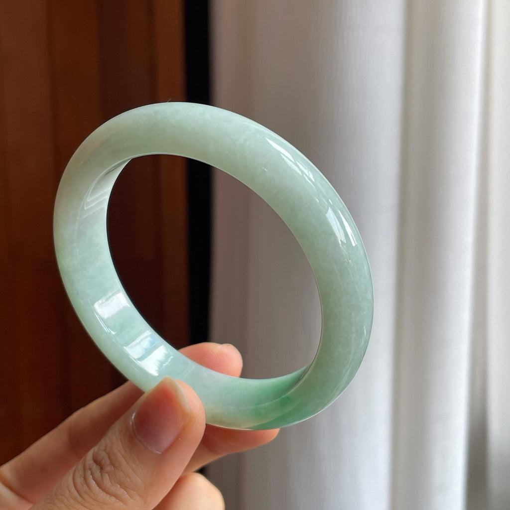 糯冰果绿翡翠平安镯（58mm）（yc373952）