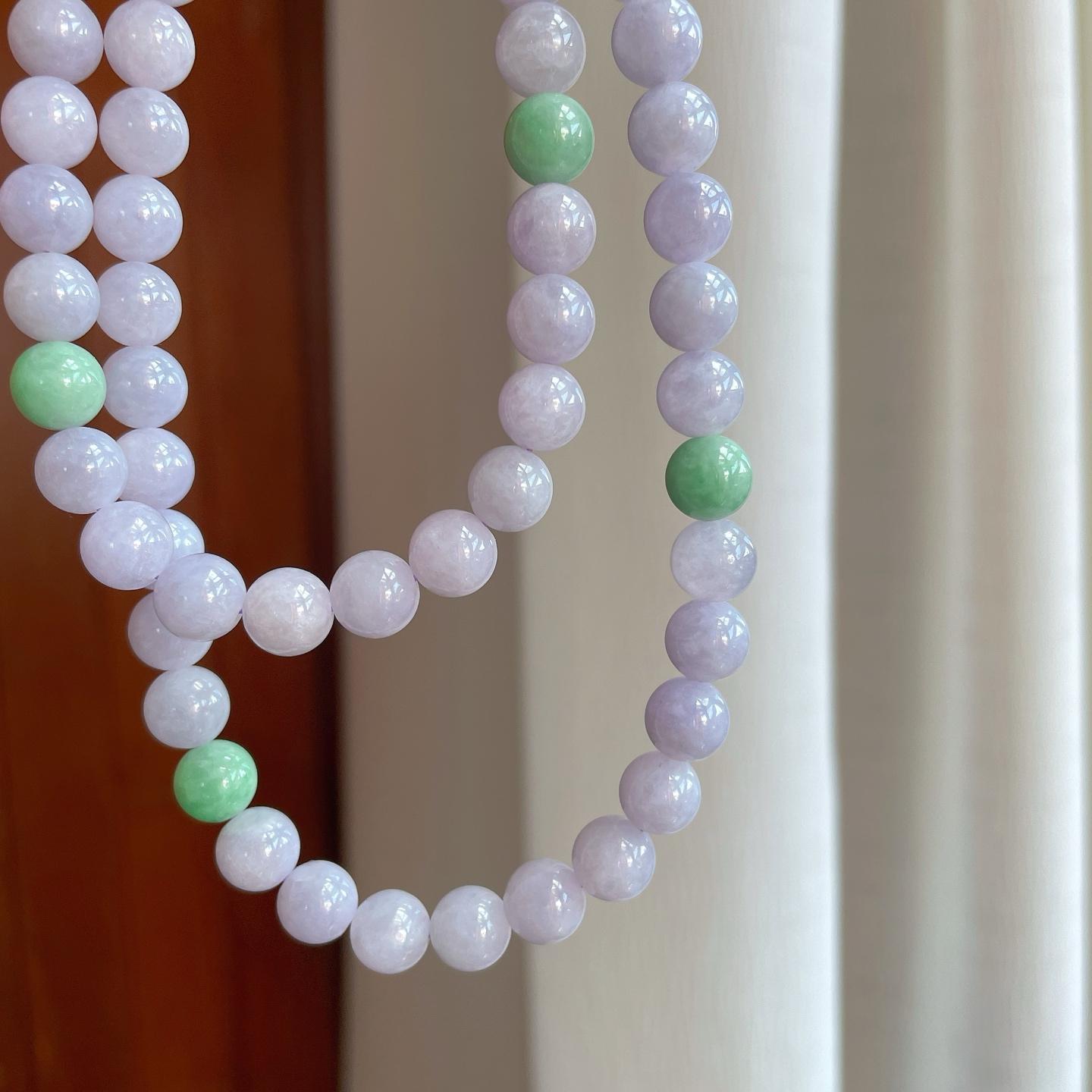 糯冰紫罗兰翡翠珠串项链（yc255681）