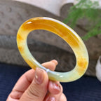 糯冰种皇城圆条手镯 54圈口 天然缅甸A货翡翠（yc352087）