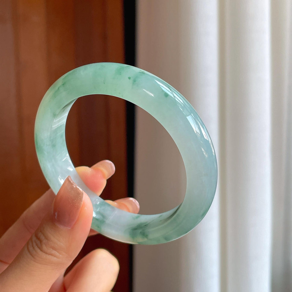 糯冰飘花翡翠平安镯（56.2mm）（yc365719）