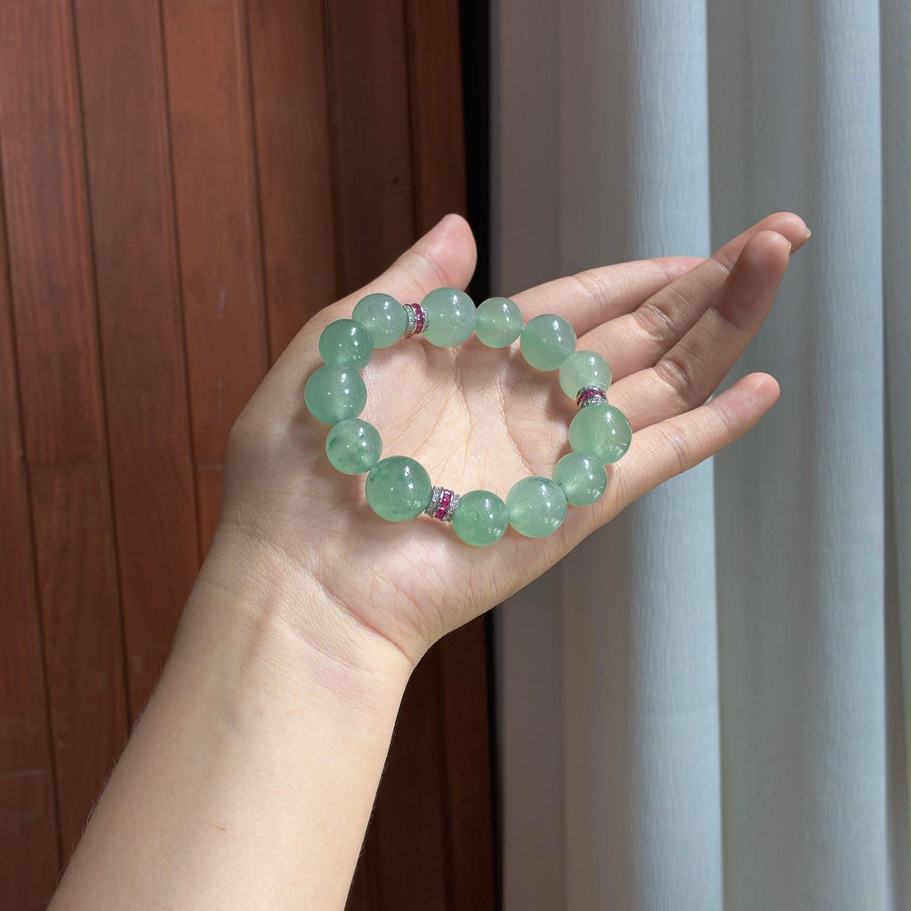 冰种飘花手串 天然缅甸A货翡翠（yc470900）
