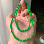 糯冰种阳绿小米珠链（161颗） 天然缅甸A货翡翠（yc355302）
