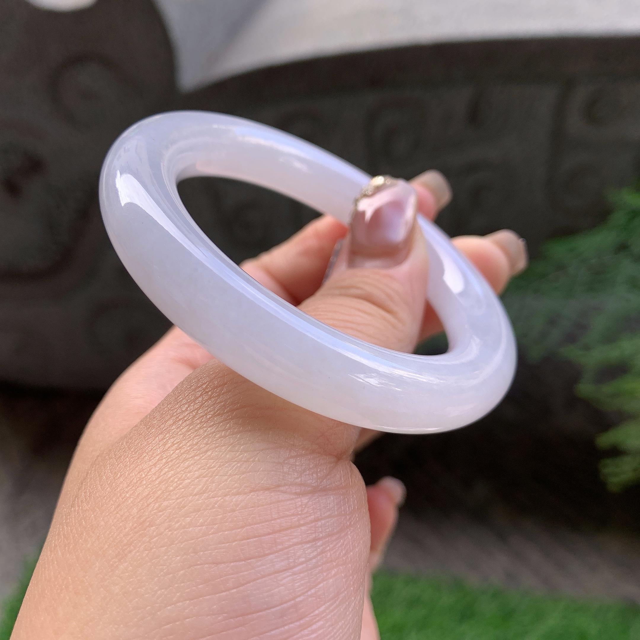 细糯种无色圆条手镯（50.5mm）（yc293331）