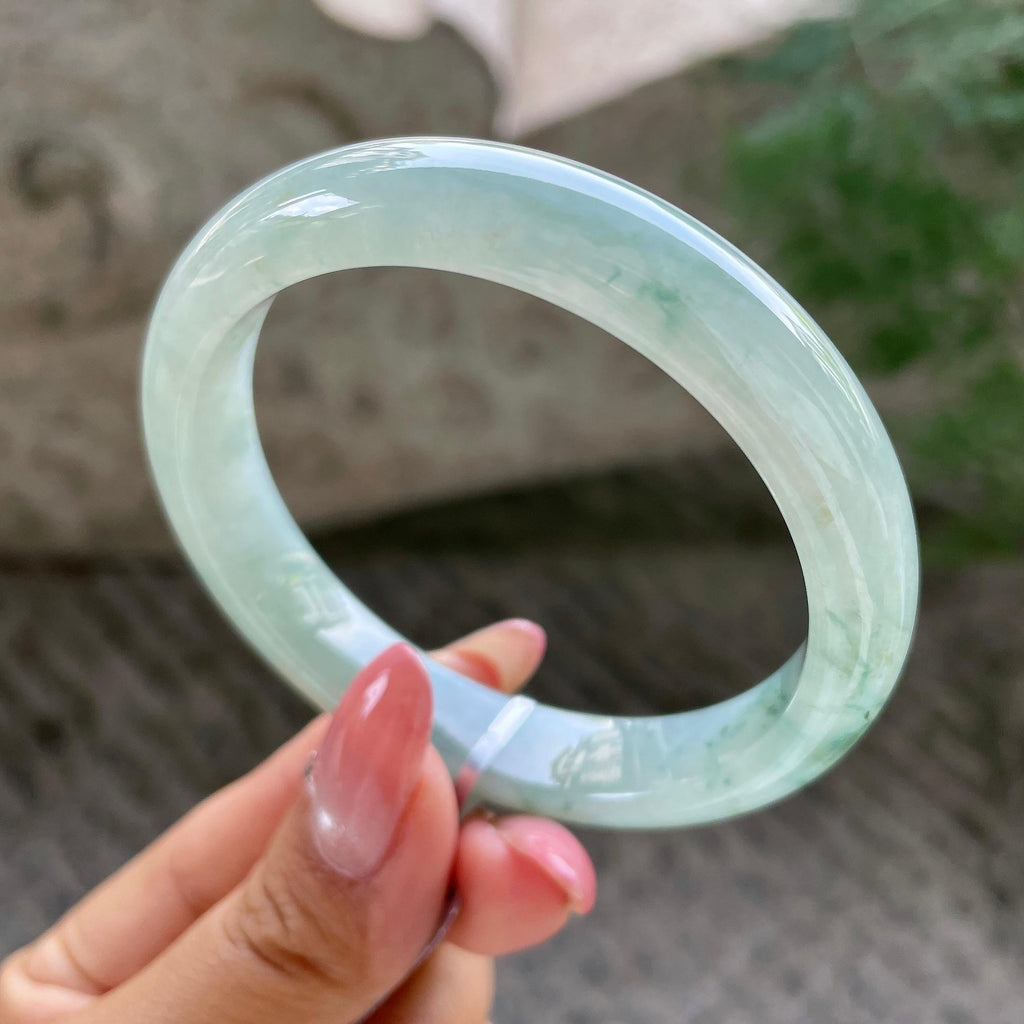 细糯种飘花正圈平安镯56.8圈       天然缅甸A货翡翠（yc431605）