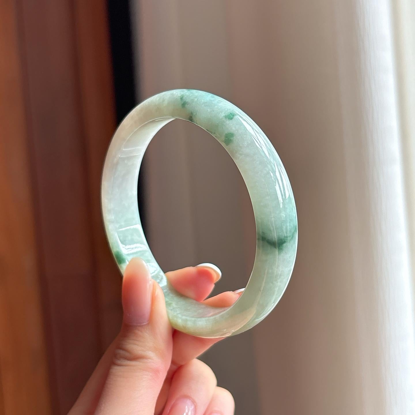 糯冰飘花翡翠平安镯（59.6mm)（yc396374）