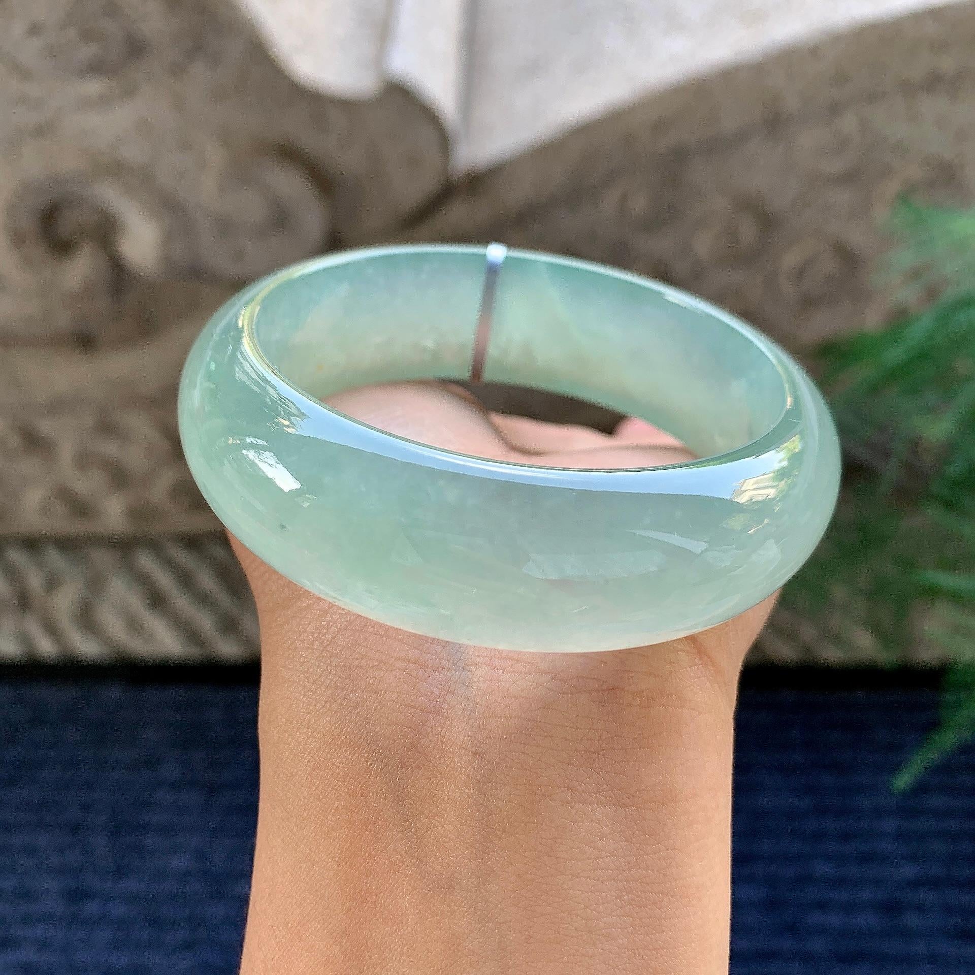 糯冰种晴水宽版轮胎手镯（58.5mm）（yc243442）