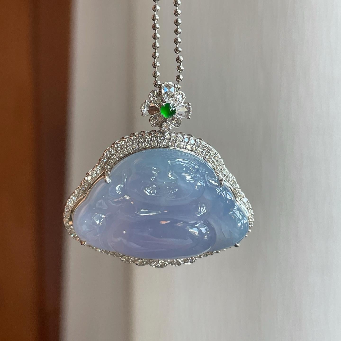 18k金钻镶糯冰紫罗兰翡翠佛公（yc264166）