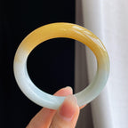 糯冰黄翡翡翠平安镯（57mm)（yc322618）