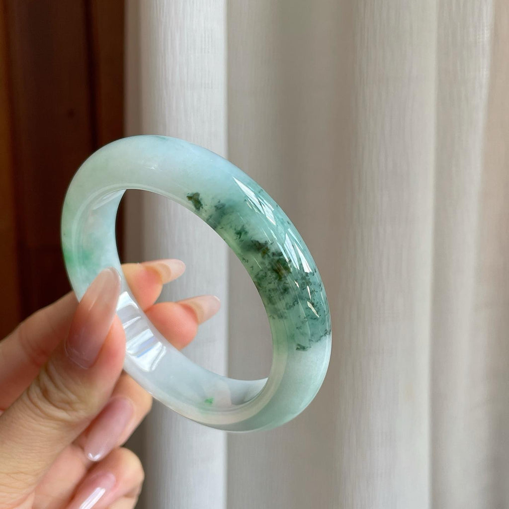 冰种飘花翡翠平安镯（55mm）（yc282500）