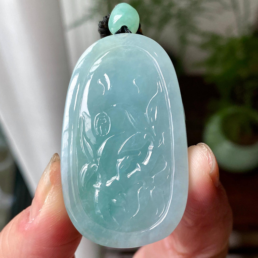 阳绿 细糯种飘阳绿年年有余挂件 天然缅甸A货翡翠（yc319014）