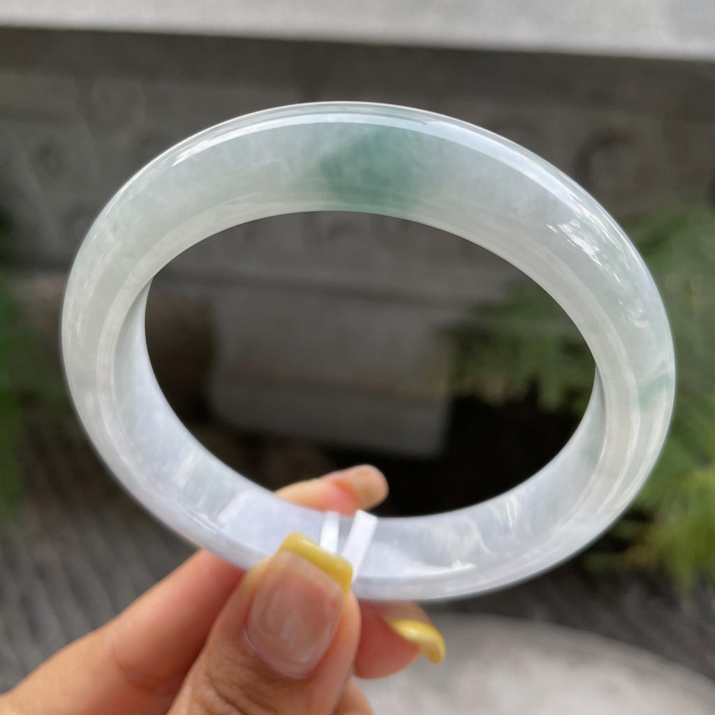 细糯种飘花正圈平安镯57.8圈      天然缅甸A货翡翠（yc387360）