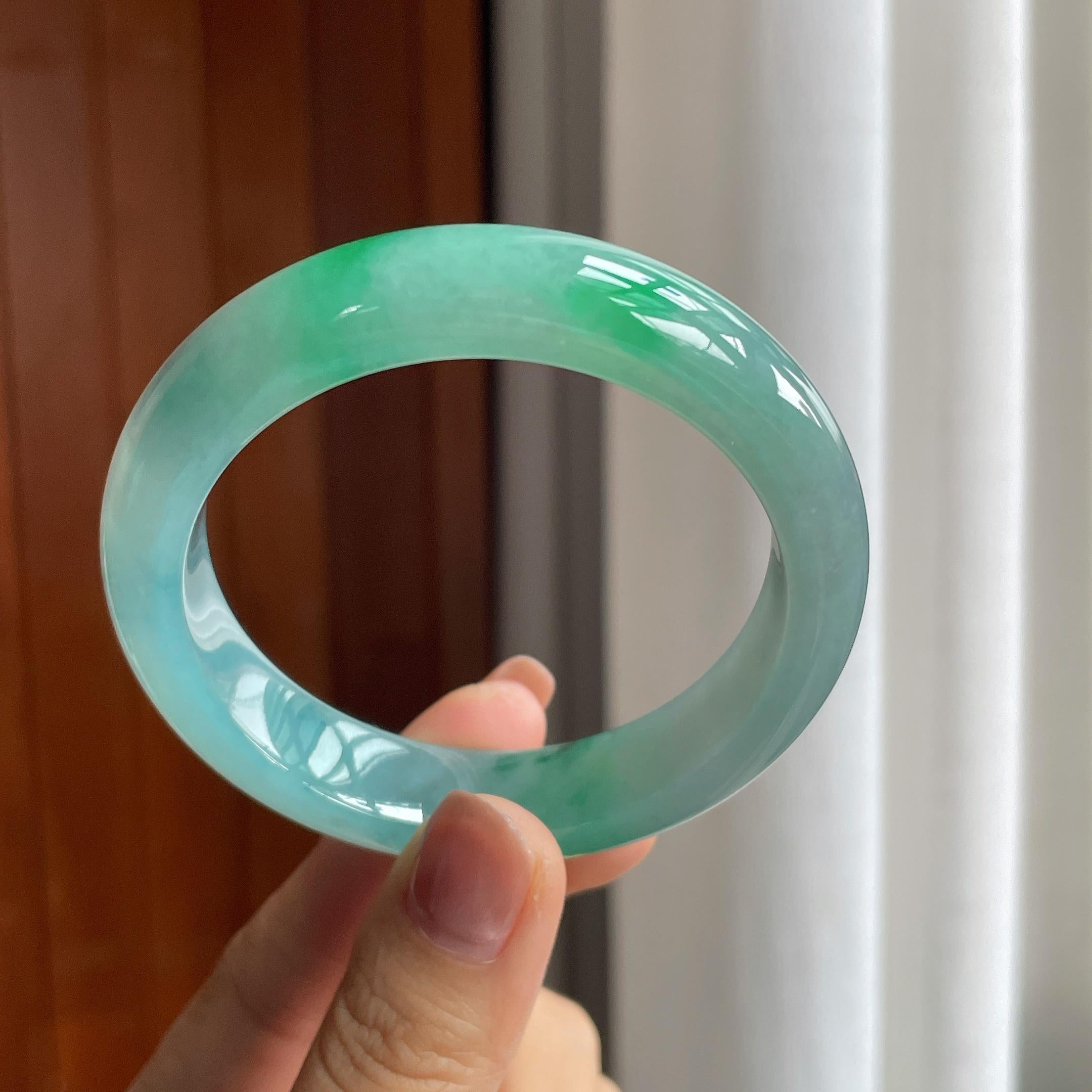 糯冰特色翡翠平安镯（54.5mm）（yc286479）