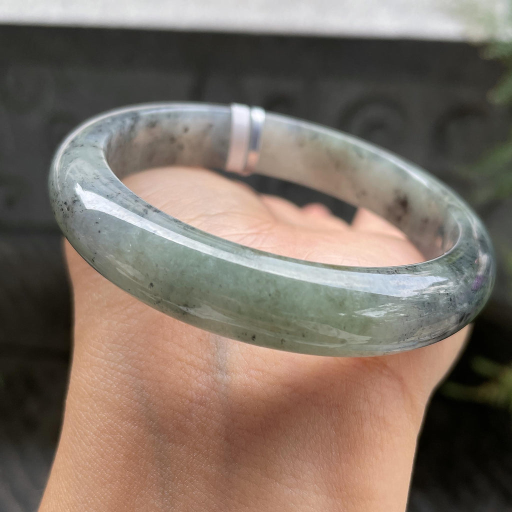 细糯种乌鸡正圈平安镯57圈      天然缅甸A货翡翠（yc387395）